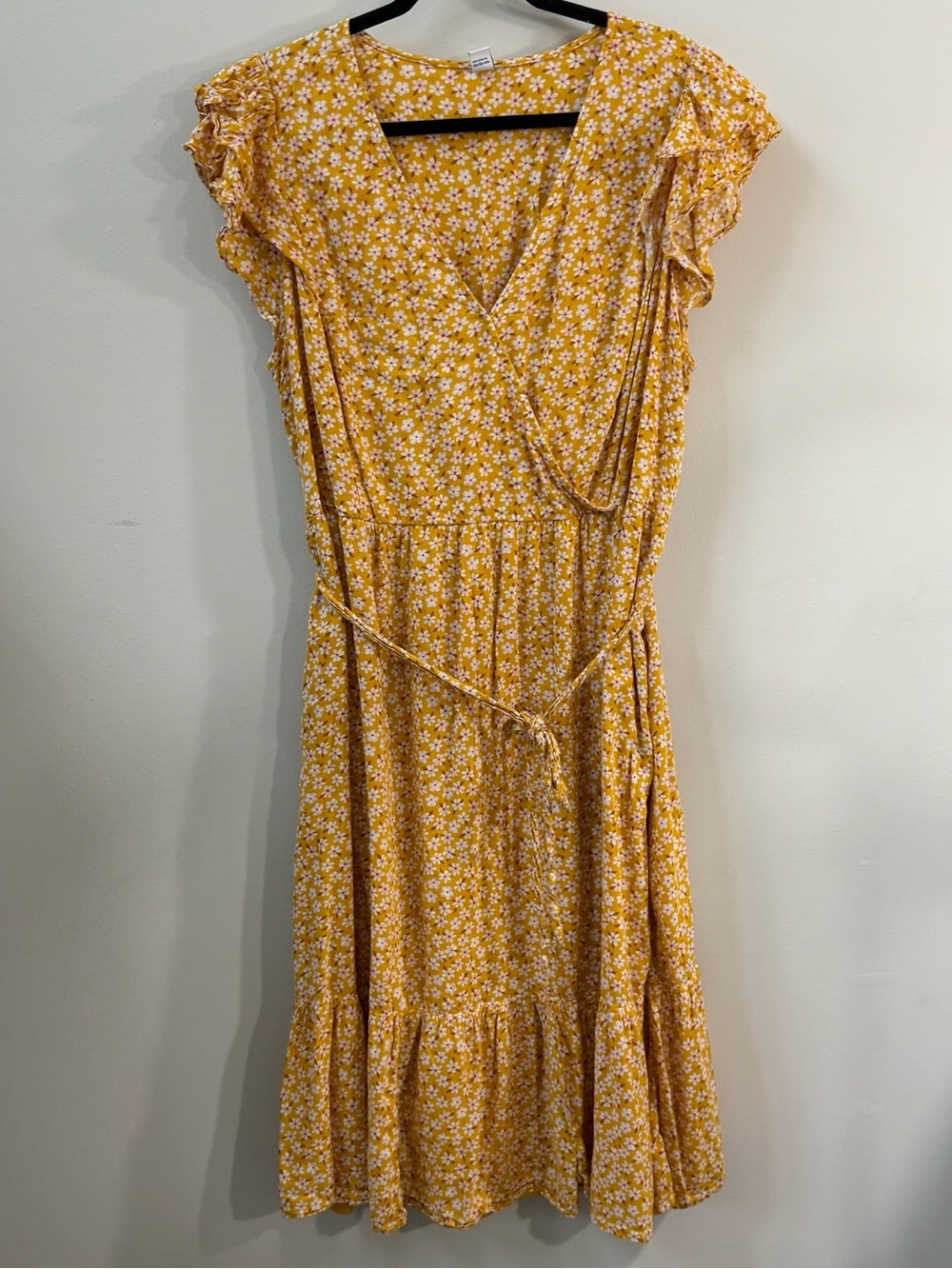 Old Navy Mustard Yellow Floral Dress Size XL